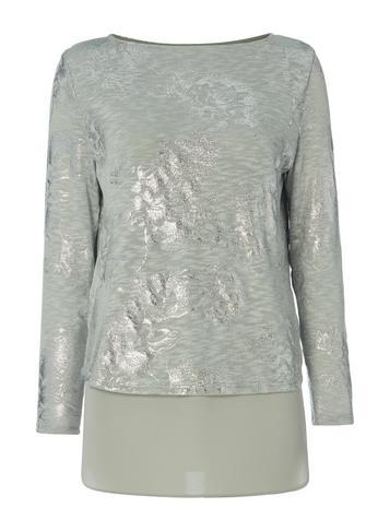 Dorothy Perkins *roman Originals Silver Print Jersey Top