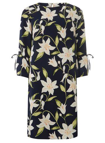 Dorothy Perkins *tall Blue Lily Print Shift Dress
