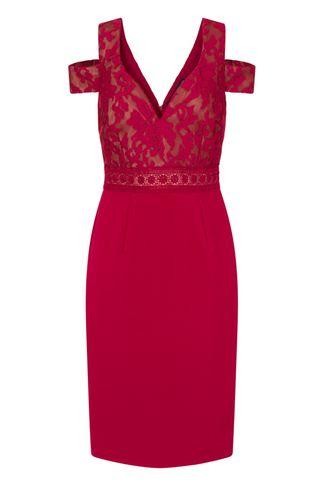 Dorothy Perkins *little Mistress Red Off Shoulder Bodycon Dress