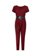 Dorothy Perkins Petite Berry Belted Jumpsuit