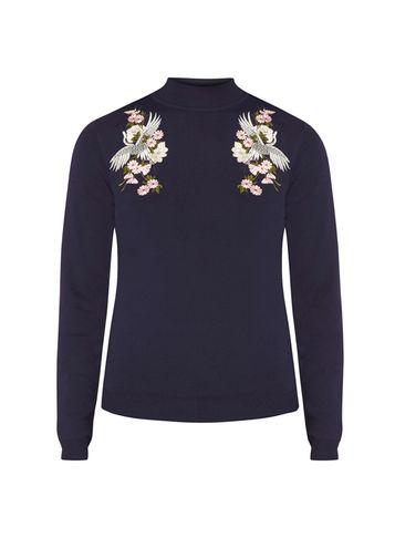Dorothy Perkins Navy Embroidered Front Jumper