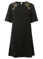 Dorothy Perkins Black Embroidered Shoulder Shift Dress