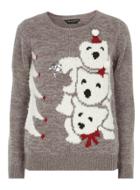 Dorothy Perkins Grey Polar Bear Jumper