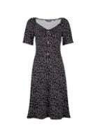 Dorothy Perkins *tall Black Spot Print Button Dress