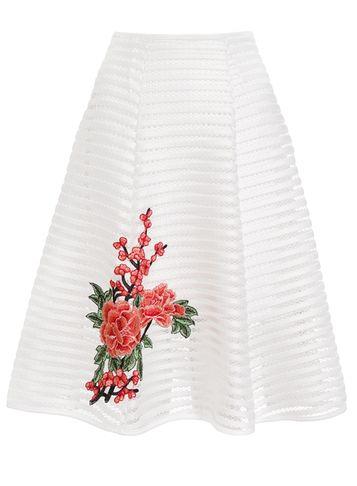 Dorothy Perkins *quiz White And Red Mesh Midi Skirt
