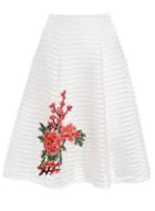 Dorothy Perkins *quiz White And Red Mesh Midi Skirt