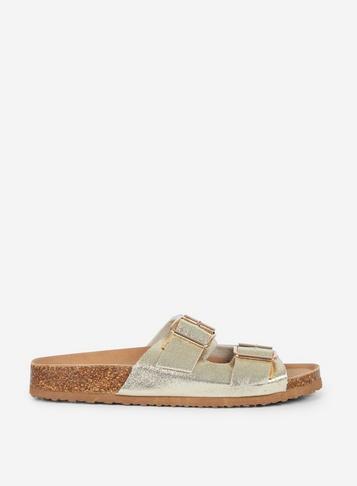 Dorothy Perkins Gold Fjerde Double Strap Sandals