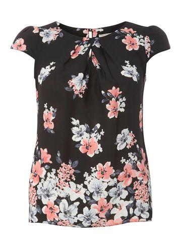 Dorothy Perkins *billie & Blossom Black Pastel Floral Shell Top