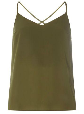 Dorothy Perkins Petite Khaki Cross Back Camisole Top