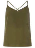 Dorothy Perkins Petite Khaki Cross Back Camisole Top