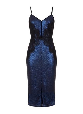 Dorothy Perkins *little Mistress Navy Camisole Midi Bodycon Dress
