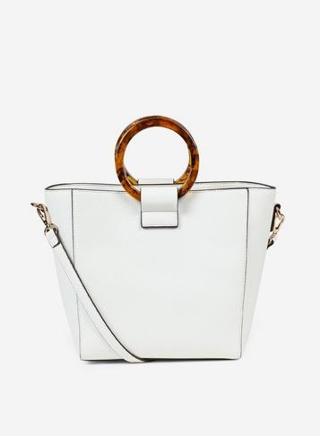 Dorothy Perkins White Circle Handle Mini Tote Bag