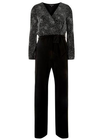 Dorothy Perkins Black And Sliver Glitter Top Jumpsuit