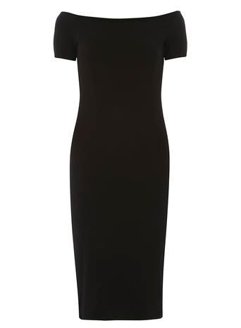 Dorothy Perkins *tall Black Short Sleeve Bardot Bodycon Dress