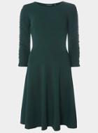 Dorothy Perkins *tall Green Ruched Sleeve Skater Dress