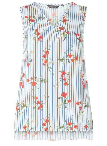 Dorothy Perkins Multi Colour Floral Striped V-neck Top