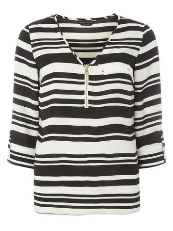 Dorothy Perkins Monochrome Zip Long Sleeve Top