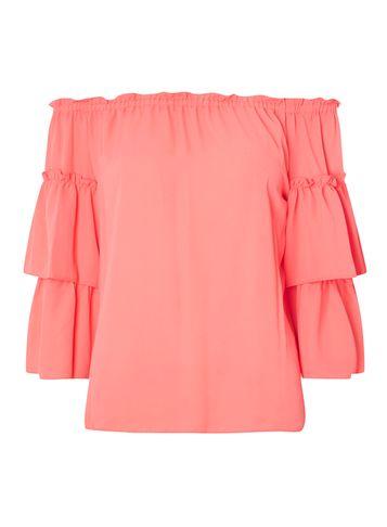 Dorothy Perkins Peach Ruffle Bardot Top