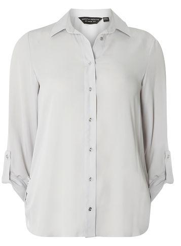 Dorothy Perkins Silver Grey Tab Roll Sleeve Shirt