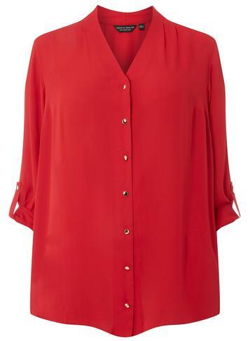 Dorothy Perkins *dp Curve Red Roll Sleeve Shirt