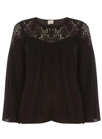 Dorothy Perkins *vero Moda Black Crochet Insert Top