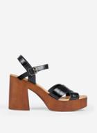 Dorothy Perkins Black Belle Leather Platform Heeled Sandals