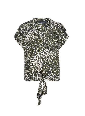 Dorothy Perkins Khaki Camouflage Print Tie Front Top