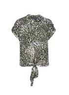 Dorothy Perkins Khaki Camouflage Print Tie Front Top