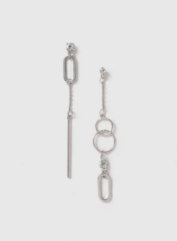 Dorothy Perkins Silver Look Asymmetric Earrings