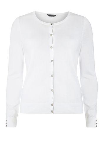 Dorothy Perkins White Gold Button Cotton Cardigan