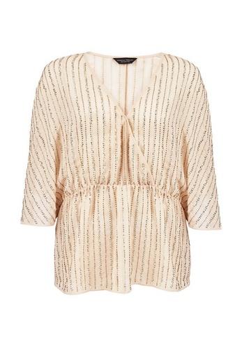 Dorothy Perkins Champagne Wrap Batwing Sleeve Top