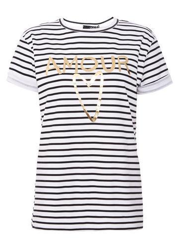 Dorothy Perkins *white Stripe Slogan T-shirt