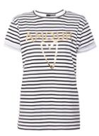 Dorothy Perkins *white Stripe Slogan T-shirt