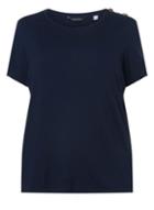 Dorothy Perkins Dp Curve Navy Button Shoulder T-shirt