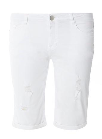 Dorothy Perkins White Rip Denim Knee Short