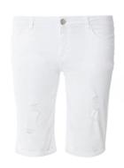 Dorothy Perkins White Rip Denim Knee Short