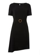 Dorothy Perkins Black Asymmetric Horn Button Fit And Flare Dress