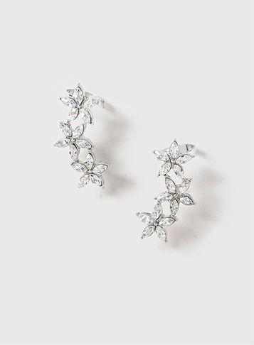 Dorothy Perkins Silver Flower Rhinestone Ear Cuffs