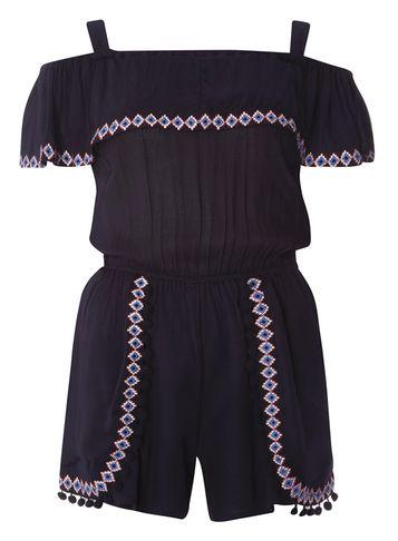 Dorothy Perkins Navy Embroidered Playsuit