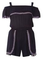 Dorothy Perkins Navy Embroidered Playsuit