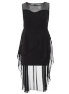 Dorothy Perkins *quiz Curve Black Dip Hem Midi Dress