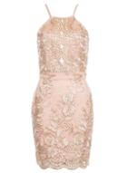 Dorothy Perkins *quiz Nude And Gold Bodycon Dress