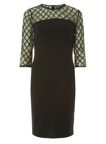 Dorothy Perkins Black Green Diamond Bodycon Dress