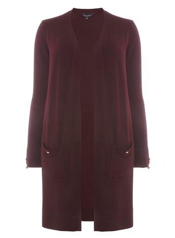 Dorothy Perkins Dp Curve Berry Red Button Cuff Cardigan