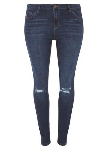 Dorothy Perkins Dp Curve Indigo Skinny Ripped Jeans