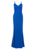 *quiz Blue Sequin And Lace Strappy Dress