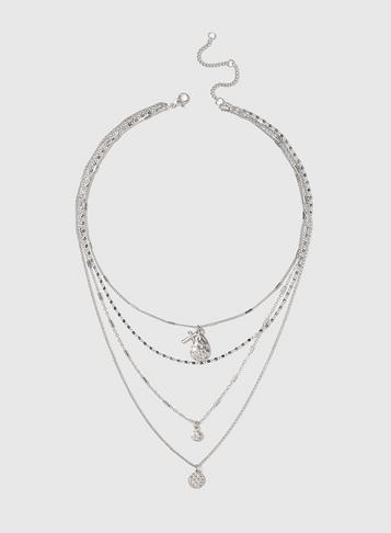 Dorothy Perkins Silver Look Multirow Choker Necklace