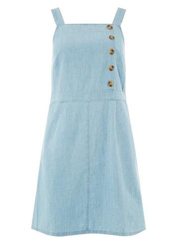 Dorothy Perkins Light Blue Horn Button Pinafore Dress