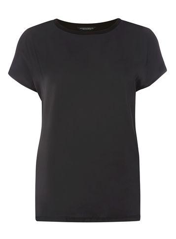 Dorothy Perkins Black Satin Woven Front T-shirt