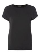 Dorothy Perkins Black Satin Woven Front T-shirt